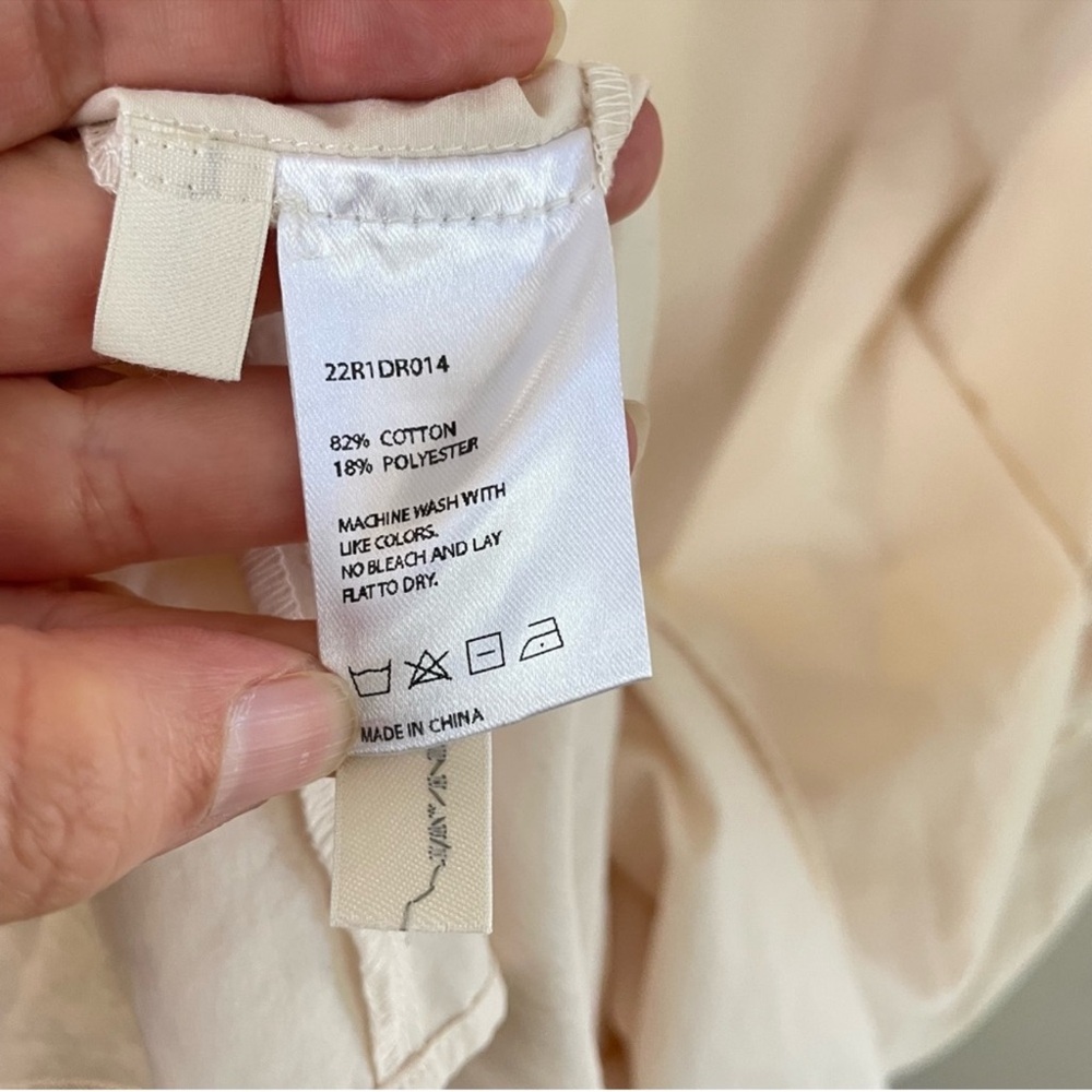 NAP Cream Tie Back Short Puff Sleeves Poplin Oversized Maxi Dress Size Small - Picture 4 of 12